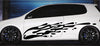 splash black vinyl decal on side of white car